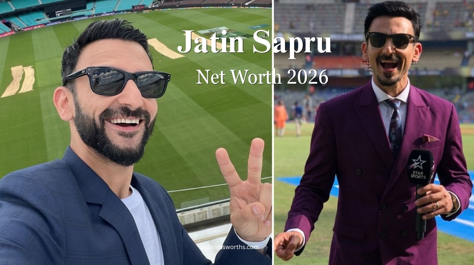 A high-definition photo of Jatin Sapru with a microphone at a stadium or a still from his famous "One Tip One Hand" YouTube show.