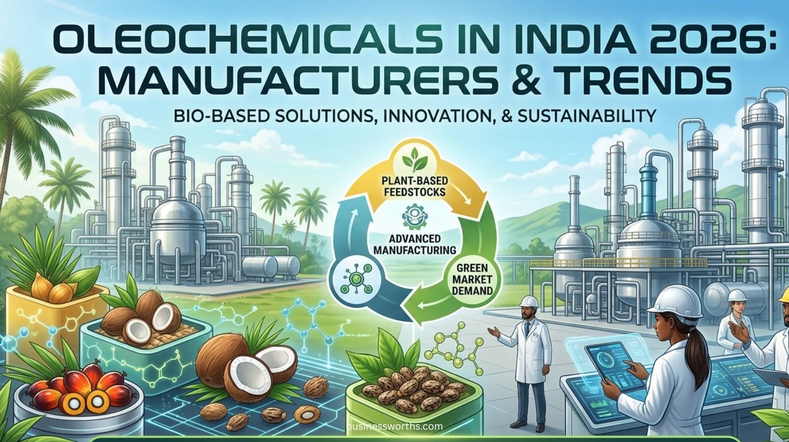 Top oleochemical companies in India manufacturing plant for fatty acids and glycerin